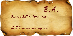 Bircsák Avarka névjegykártya
